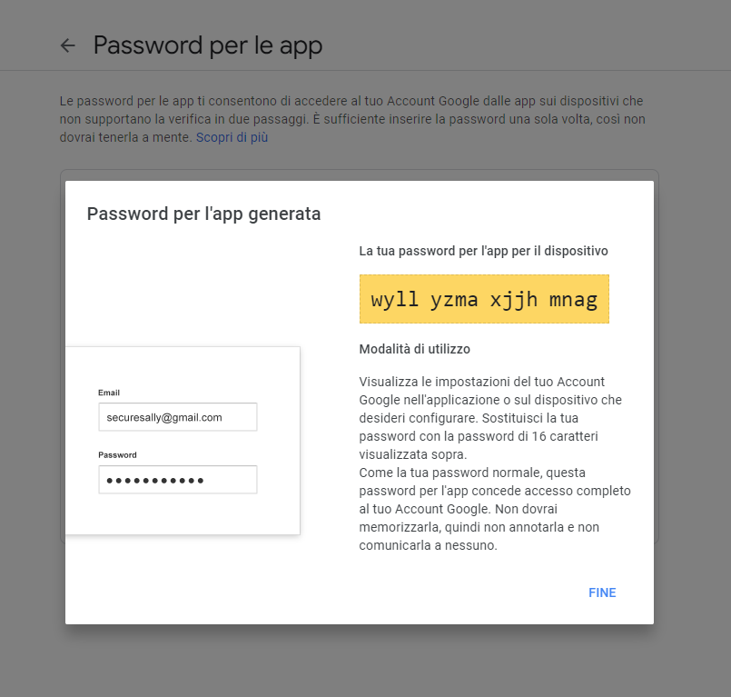generazione di una nuova password